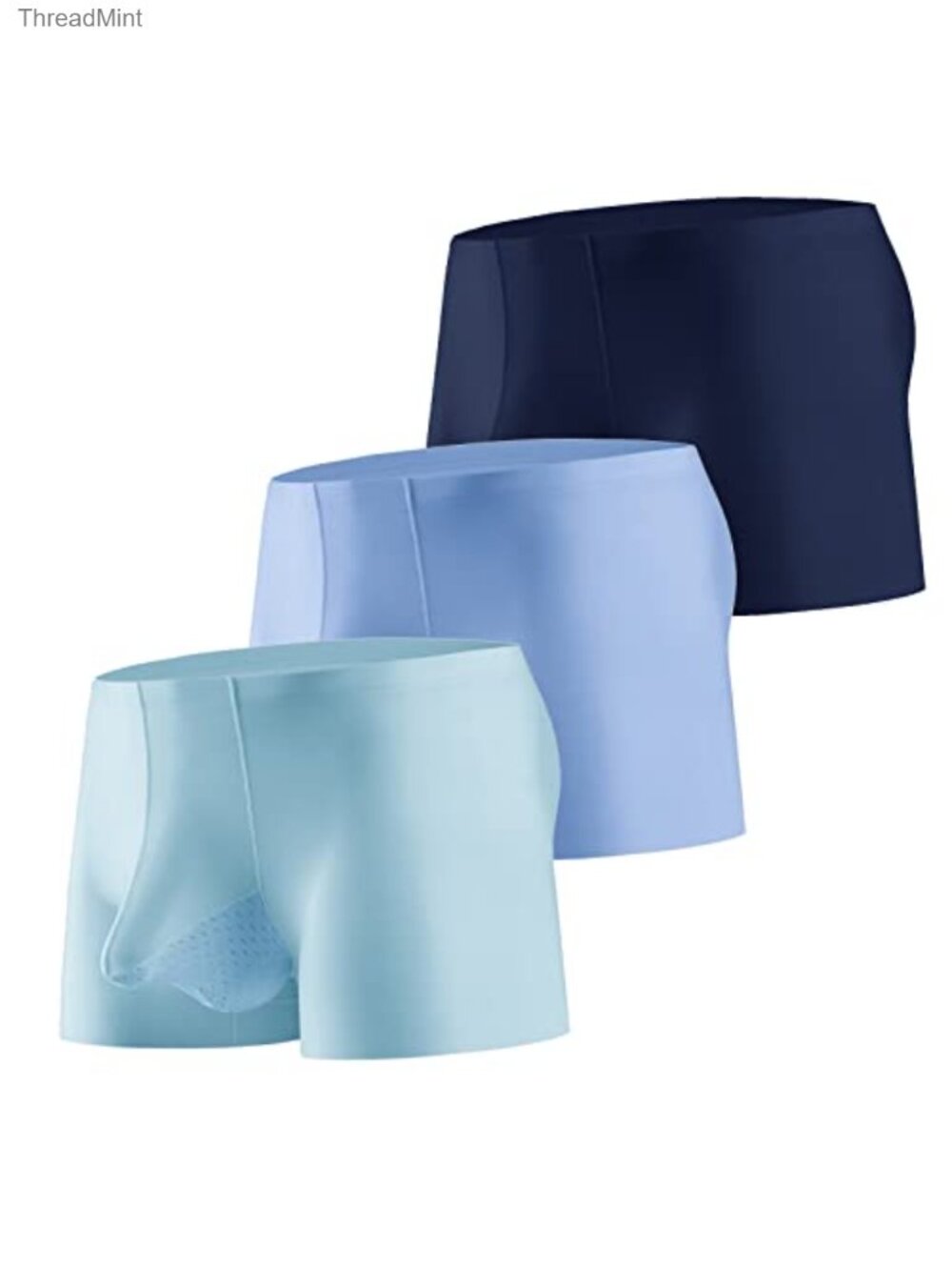 Men's Ice Silk Boxer Briefs Breathable Seamless Underwear 3-Pack